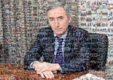 Фотомозаика, дизайнер Анна Портрет мужчины сидящего за столом под заказ из маленьких фотографий