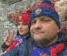 Фотомозаика из фотографий пары, художник Анна Фотомозаика для пары на матче ЦСКА