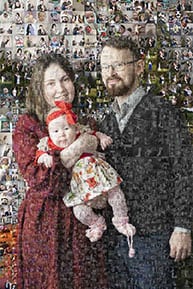 Фотомозаика Пример фотомозаики из маленьких фотографий семьи из трех человек