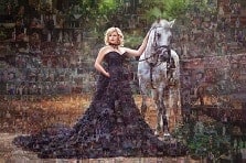 Фотомозаика из маленьких фотографий женщины с лошадью, дизайнер Ирина Фотомозаика из маленьких фотографий женщины с лошадью