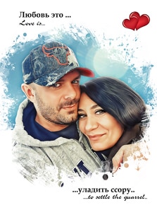 Портрет пары с надписью Love is..., художник Юлия Портрет в стиле Love is... уладить ссору