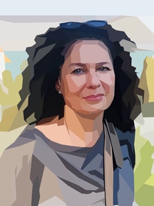 Портрет женщины с черными волосами в стиле Low poly