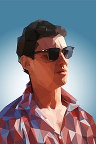 Low poly Пример полигонального портрета молодого человека в стиле Low poly