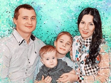 Семейный дрим-арт портрет, художник Ирина Портрет семьи из четырех человек в стиле Дрим-Арт