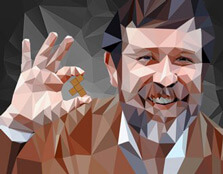 Портрет Алексея Пожитнова, изобретшего Тетрис в стиле Low poly