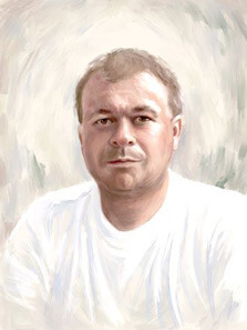Мужской портрет под масляную живопись, художник Александра Портрет мужчины в футболке под масло