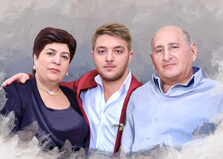 Семейный портрет под масляную живопись, художник Валерия Стилизация семьи под живопись маслом