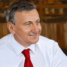Мужской портрет под масляную живопись, художник Александра Стилизация под живопись маслом мужчины в рубашке и красном галстуке
