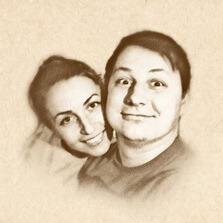 Парный портрет под карандашную графику, художник Алексей Портрет в карандашном стиле обаятельной пары