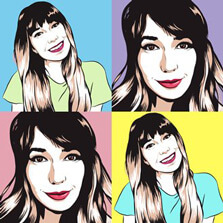 Женский поп-арт портрет, художник Олеся Pop art картина в стиле Уорхола девушки шатенки