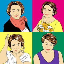 Женский поп-арт портрет, художник Олеся Pop art картина в стиле Уорхола дамы в четырех ярких образах