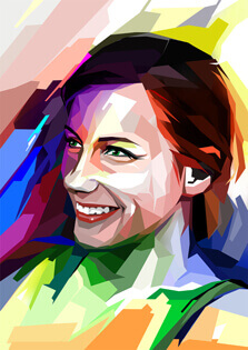 Женский портрет в стиле WPAP, художник Александра WPAP портрет девушки в градиентных тонах