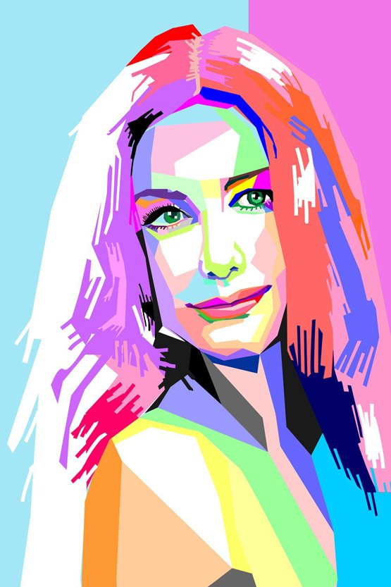 Портрет девушки в стиле WPAP Поп-арт портрет девушки в стиле WPAP