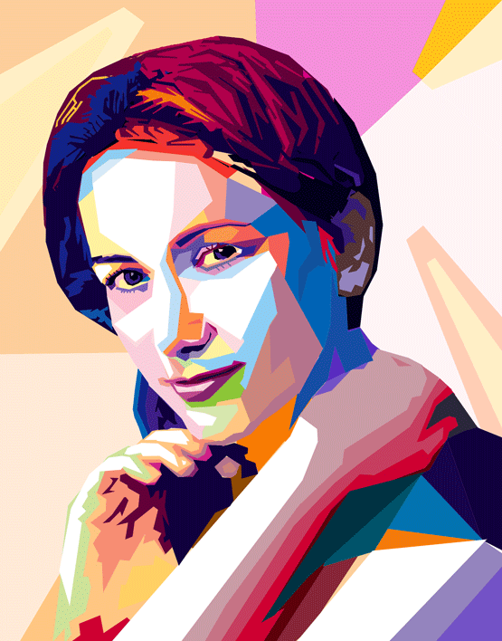 Портрет девушки в стиле WPAP Поп-арт портрет девушки в стиле WPAP