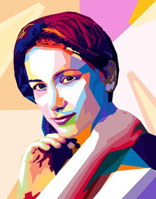 WPAP Пример портрета девушки в стиле WPAP
