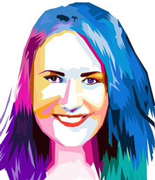 Женский портрет в стиле WPAP, художник Анна WPAP портрет девушки в светлых тонах