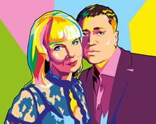 Парный портрет в стиле WPAP, художник Олеся WPAP портрет пары c девушкой блондинкой