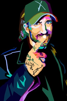 Мужской портрет в стиле WPAP, художник Олеся WPAP портрет молодого человека в куртке и кепке