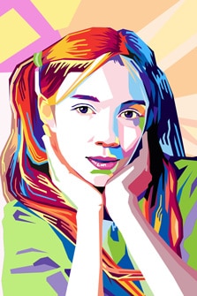 Портрет девочки в стиле WPAP, художник Олеся WPAP портрет девочки