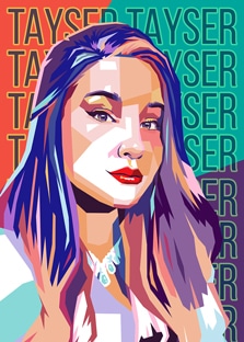 Женский портрет в стиле WPAP, художник Олеся Портрет девушки в стиле WPAP на фоне надписей