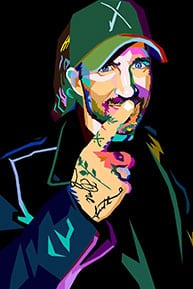 WPAP Пример портрета молодого человека в кепке в стиле WPAP