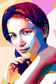WPAP Пример портрета девушки в стиле WPAP