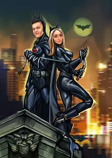 Портрет пары в образе героев из Бэтмена