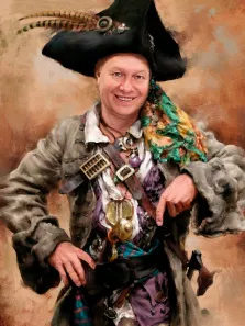 Мужской портрет В образе пирата на нейтральном фоне, художник Валерия 