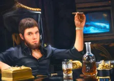 Портрет бородатого молодого человека В образе персонажа фильма "Лицо со шрамом", художник Антонина