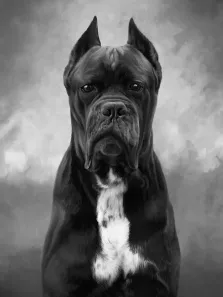 Изображении собака, стиль черно-белый карандаш, художник Антонина