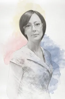 Портрет женщины в очках в стиле Карандаш, художник Татьяна 