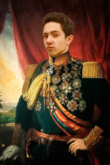 Молодой человек в образе португальского герцога Салданья, художник Павел 