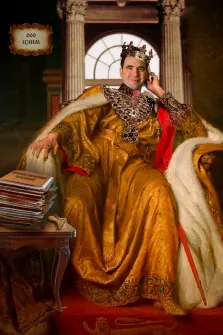 Портрет мужчины В образе короля на троне и с короной на голове, художник София 