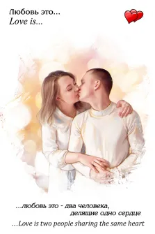 Парный портрет мужчины и женщины отрисованный в стиле под масло, Love Is, художник Виктория Б