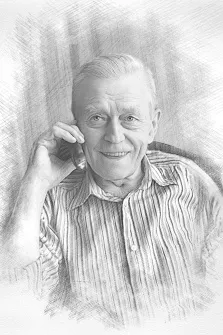 Портрет пожилого мужчины серым Карандашом, художник Татьяна 
