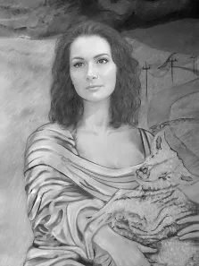 Портрет женщины нарисованный в стиле Карандаш, чёрно-белый портрет девушки, художник Виктория Б