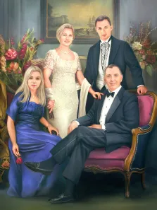 Портрет семьи из четырёх человек Под масло, художник Антонина