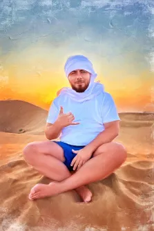 Портрет мужчины в пустыне в стиле Под масло, художник Анна