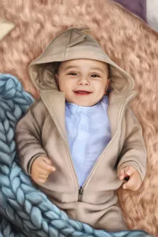 Портрет малыша на фоне пледиков Под масло, художник Александра И