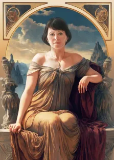 Женский портрет В образе древнегреческой девушки с тёмными волосами, художник Антонина