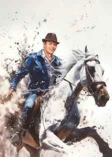 Портрет мужчины В образе ковбоя на коне, художник Антонина