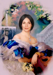 Кареглазая девушка брюнетка В образе аристократки, художник Антонина