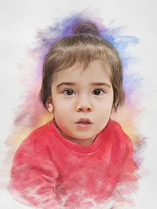 Портрет девочки нарисованный в стиле Карандаш, простой и цветной карандаш, девочка в красной кофте, штрихи, художник Татьяна Н