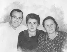 Семейный портрет в стиле Карандаш, просто й карандаш, штрихи карандаша, чёрно-белый портрет, художник Татьяна Н