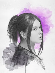 Портрет девушки в стиле Карандаш с цветным фоном, простой карандаш, портрет по фото, художник Татьяна Н