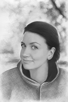 Карандаш, художник Татьяна Н Портрет в стиле карандаш, женщина с мягкими чертами лица, смотрящая прямо на зрителя. Её волосы аккуратно убраны назад, а лёгкая улыбка придаёт образу теплоту и дружелюбие. Фон выполнен в размытых тонах, что создаёт ощущение естественности и спокойствия. Художник Татьяна Н