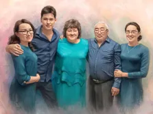 Семейный портрет в стиле Под масло, семейный портрет из разных фотографий,  портрет по фото , художник Анастасия К