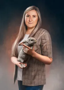 Портрет девушки с кроликом в руках в стиле Под масло, художник Анастасия К