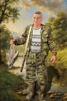 Мужской портрет нарисованный в стиле Под масло, масляные мазки, цифровая живопись, подарок для мужчины, художник Анна
