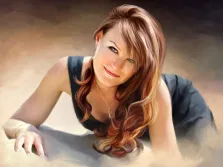 Женский портрет нарисованный в цифровом виде в стиле Под масло,  картина на холсте, художник Анастасия К